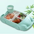 thumbnail image 4 of Fun Car Shaped Tableware Set for Kids, Fiber Dinner Tray with Separate Plates, Cutlery, and Water Cup, Encourages Fun Meals for Boys and Girls - Light Green, 4 of 9