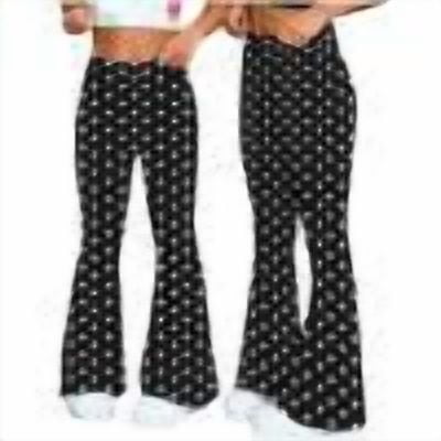 Women’s Polka Dot flared Pants Stretchy Yoga Fitness Sports Trousers Fashion Comfy Wide Leg Long Pants ,Black,M