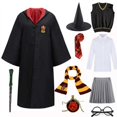 thumbnail image 4 of Disfraz unisex de Slytherin, bata de escuela mágica, capa, suéter, vestido, corbata, gafas, conjunto de brujería, disfraz de Halloween, 4 of 5