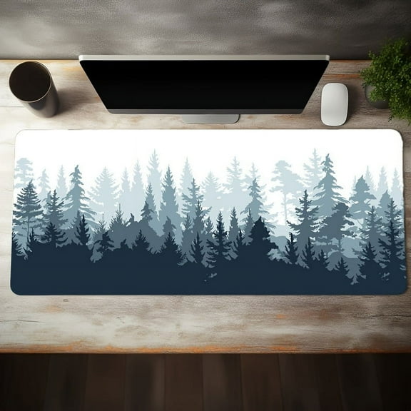 Large Mouse Pad, Waterproof Mat With Stitched Edge, Non-Slip Laptop Computer Keyboard Mouse Pad For Office & Home, Misty Forest Design