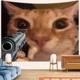 thumbnail image 2 of Divertido tapiz para colgar en la pared, estilo meme de gato, 150 x 130 cm, 2 of 3