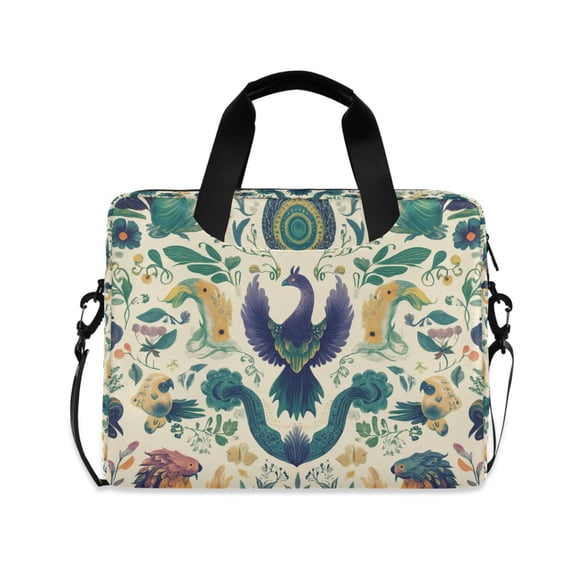 FORMRS 16" Laptop Bag Carrying Sleeve Case with Handle Travel Shoulder Briefcase, Green Animals Pattern