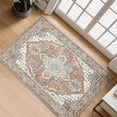 thumbnail image 4 of Toyoso 2x3 Vintage Persian Area Rug - Distressed Antique Rust Brown & Grey Silicone Rug, 0.25" Low Pile Machine Washable Non-Slip Indoor Mat for Entryway & Doorway, Stain Resistant Pet Friendly Rug, 4 of 9