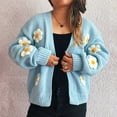 thumbnail image 3 of Womens Y2K Cardigan Sweaters Long Sleeve Open Front Cropped Flower Knit Cardigan Aesthetic Shrug Back to College Outfits, 3 of 4
