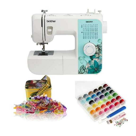 Brother SM3701 37-Stitch Sewing Machine (Multicolor) Bundle with Accesories