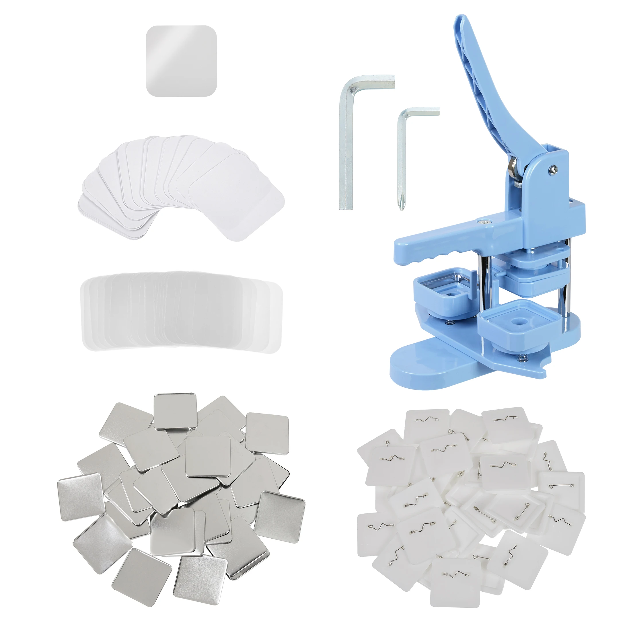 50x50mm Square Button Maker Machine with 100Pcs Materials DIY Manual Press Badge Punch ,Beginner-Friendly