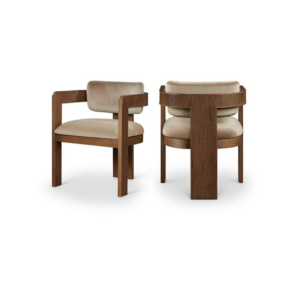 Meridian Furniture Sacha Beige Velvet Dining Chair, Set of 2