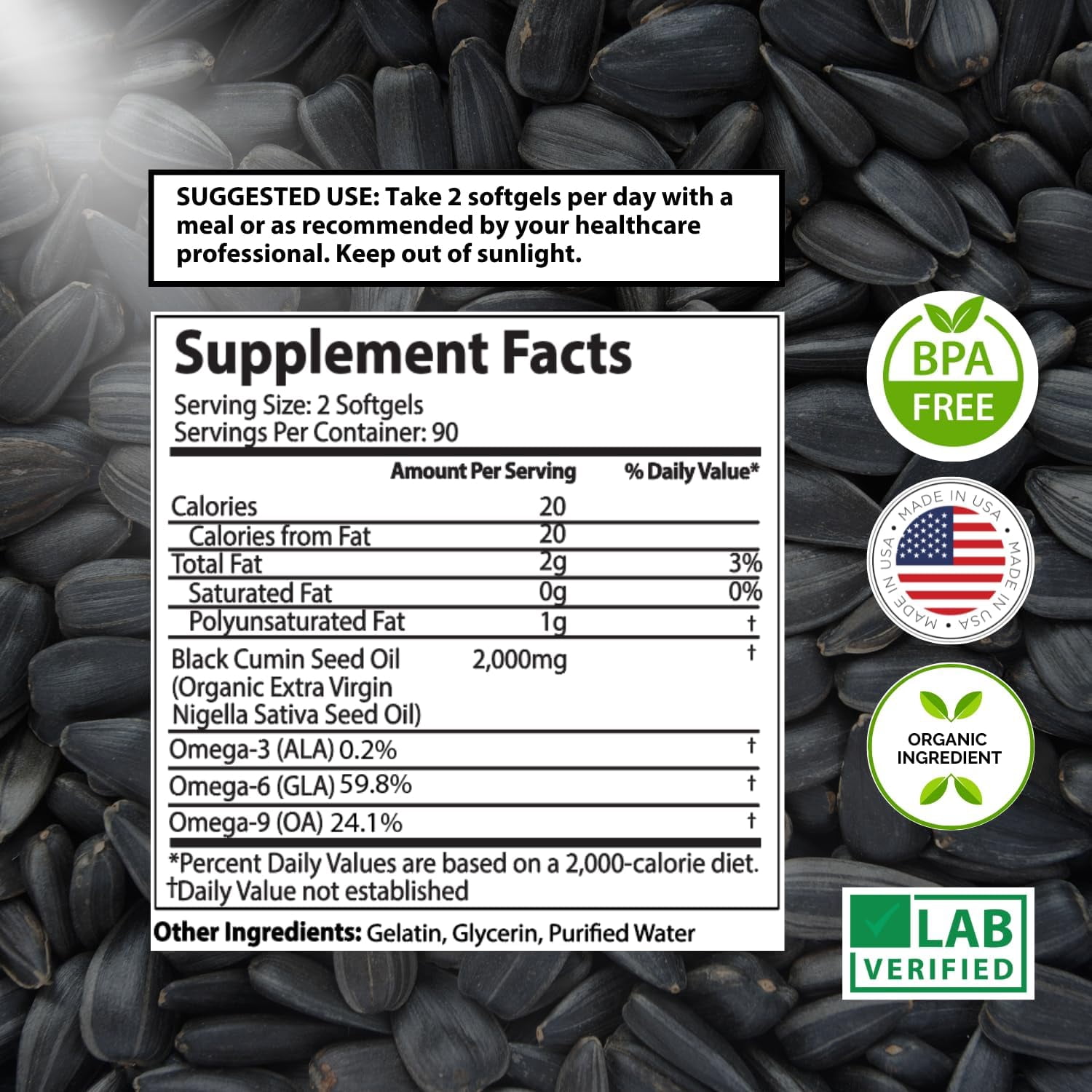 Mother Nature Organics Black Seed Oil Capsules 2000mg – 180 Softgels | Supports Heart, Immune & Digestive Health | Promotes Hair & Nail Strength