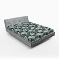 thumbnail image 2 of Ambesonne Botanical Garden Fitted Sheet, Cold Tones Floral, Queen Size, Slate Blue and Dark Teal, 2 of 5