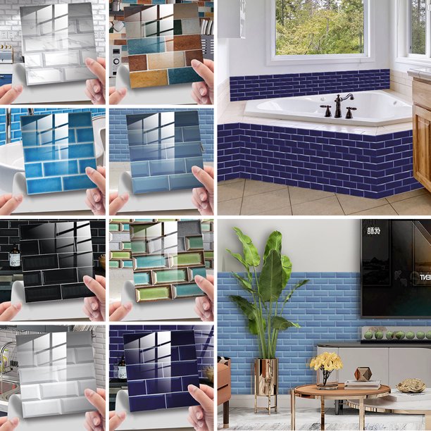 CUH Brick Effect Tile Application Backsplashes Tile Self Adhesive