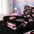 thumbnail image 5 of Manfei Salamander Pattern Zipper Queen Comforter Set with Fitted Sheet and 2 Pillowcases,Watercolor Axolotl Zipper Bedding Set,Black Reversible,4-Piece, 5 of 7