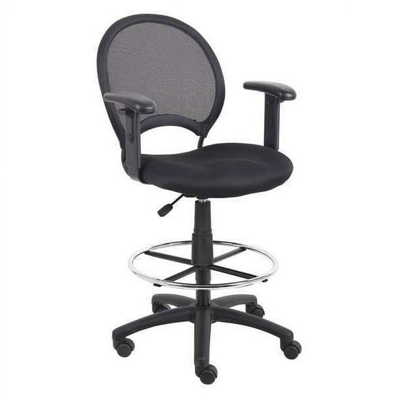 Mesh Drafting Chair, 25-1/2" to 29", Adjustable Arms, Black