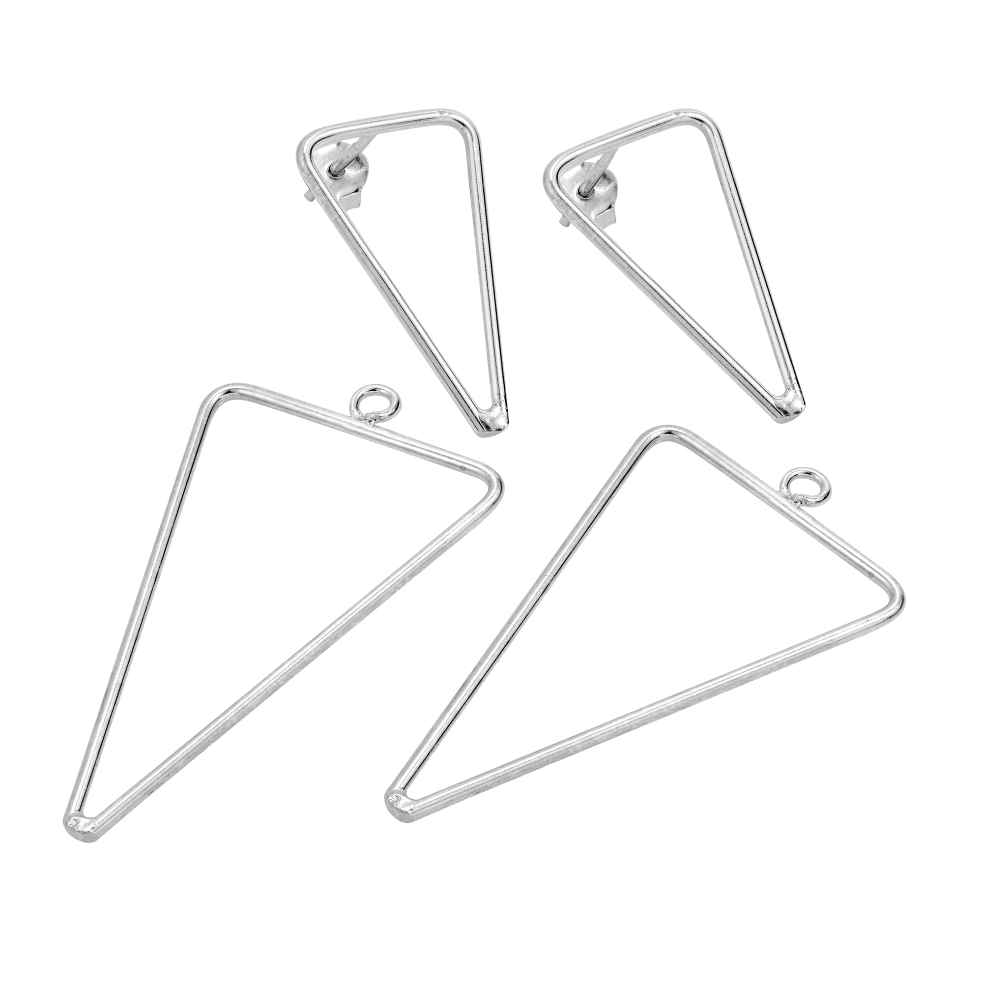 Chic Convertible 2 in 1 Overlapping Triangle Front Back Sterling Silver Earrings