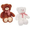 Large Valentine Plush Bear with Heart Printed Ribbon, 4 Count