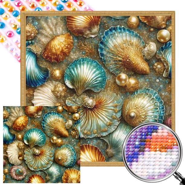 5D DIY Taladro Parcial AB Diamante Pintura Conchas 45x45cm