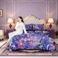 thumbnail image 4 of Erosebridal Purple Watercolor Floral 7-Piece Twin Bedding,Golden Vine Motif Bedding Comforter Set,Black Reversible, 4 of 7