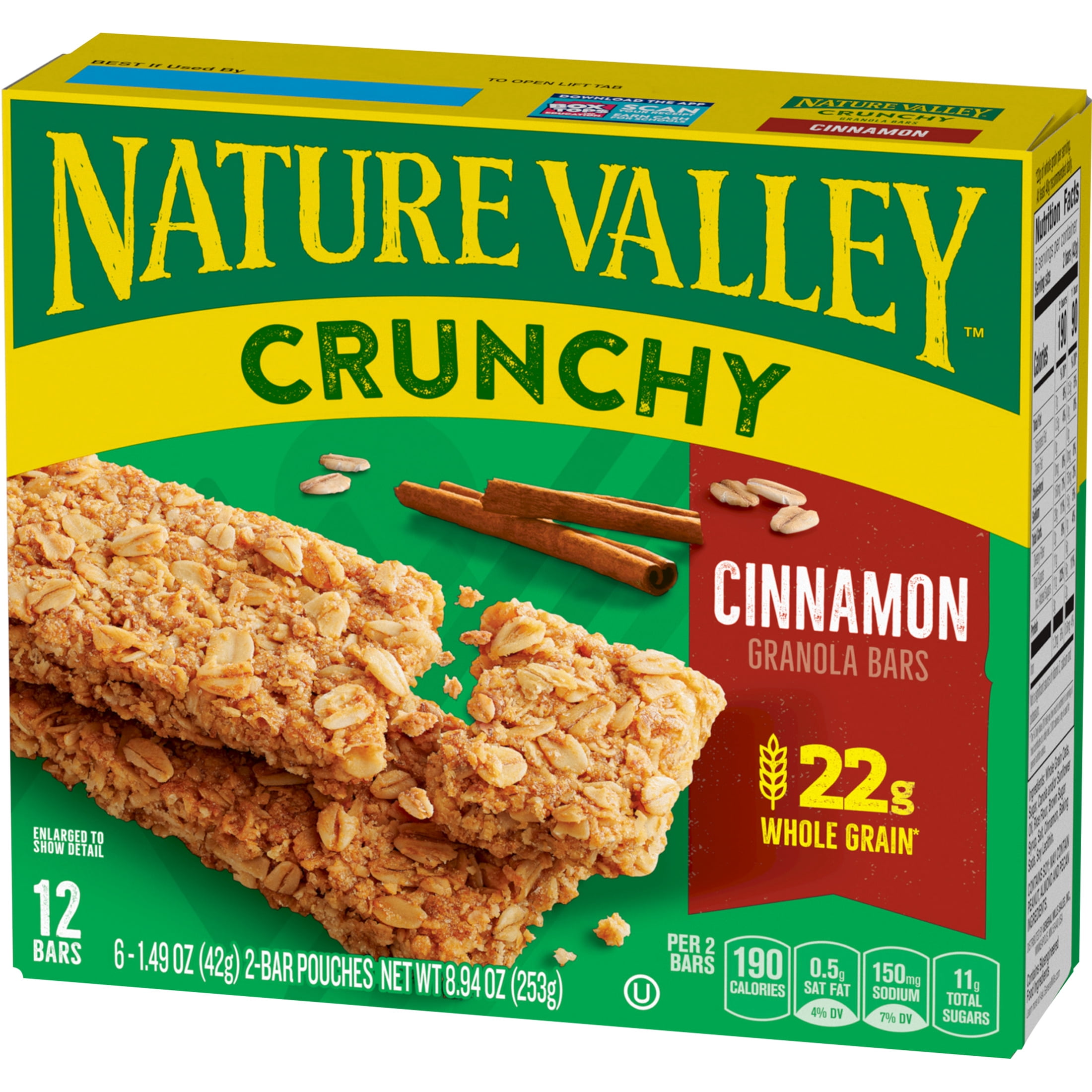 (2 pack) Nature Valley Crunchy Granola Bars, Cinnamon, 12 Bars, 8.94 OZ (6 Pouches)