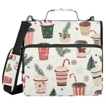 FORMRS Zipper Binder with Shoulder Strap 1.5-inch Ring 500 Sheet Capacity File Bag, Christmas Cups