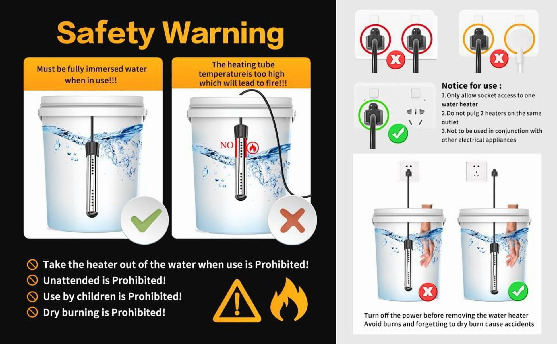 Portable Water Heater Rod for Bath – Fast Heating Immersion Heater Stick with Safety Protection for Home and Outdoor Use