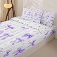 thumbnail image 3 of Manfei Girly Bowknot Zipper Twin Comforter Sets with Fitted Sheet and 2 Pillowcases For Girls,Purple Coquette Bow Zipper Bedding Set For Kids,Reversible,4 Pieces, 3 of 7