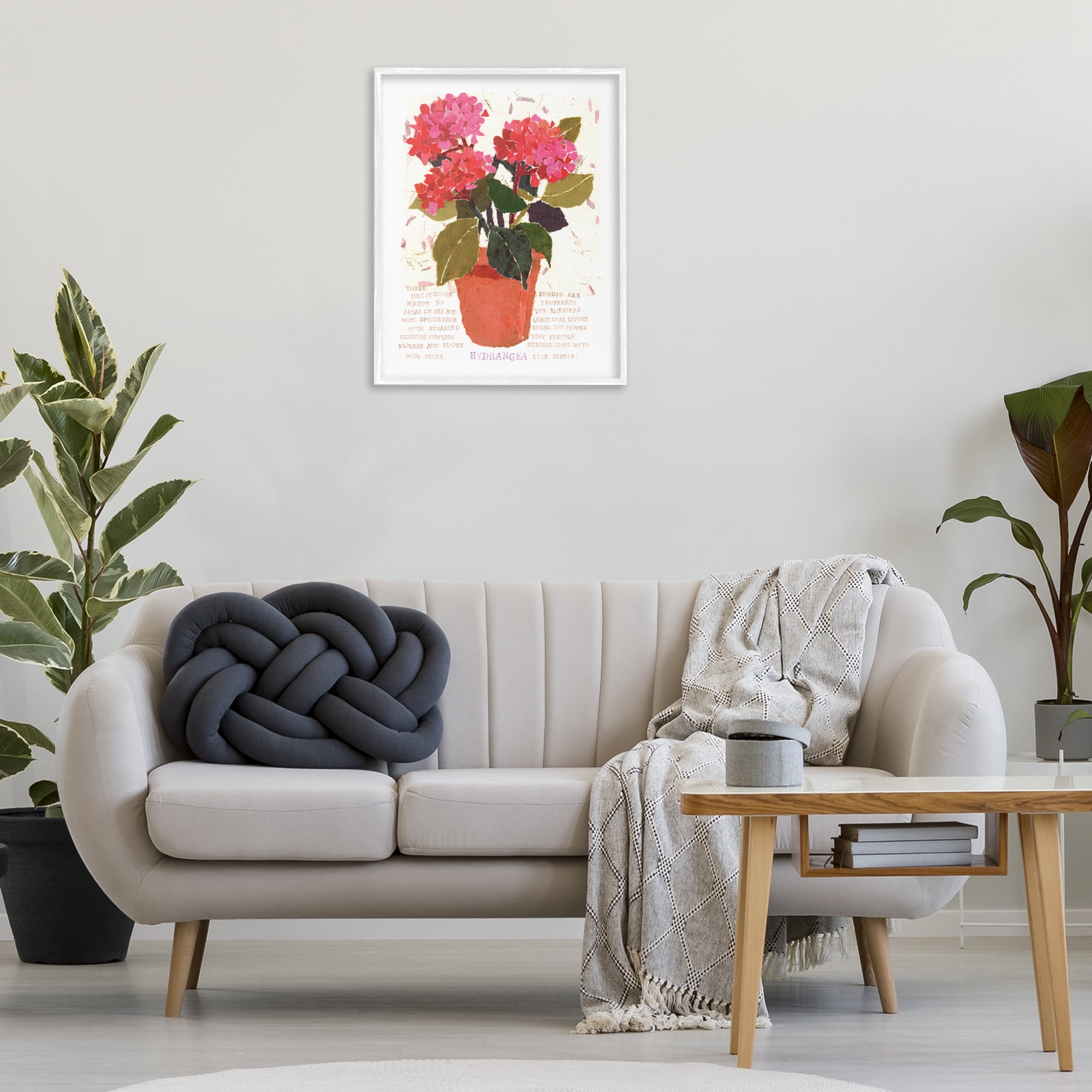 Stupell Industries Bold Red Hydrangea Botanical & Floral Painting White Framed Art Print Wall Art, 24 x 30