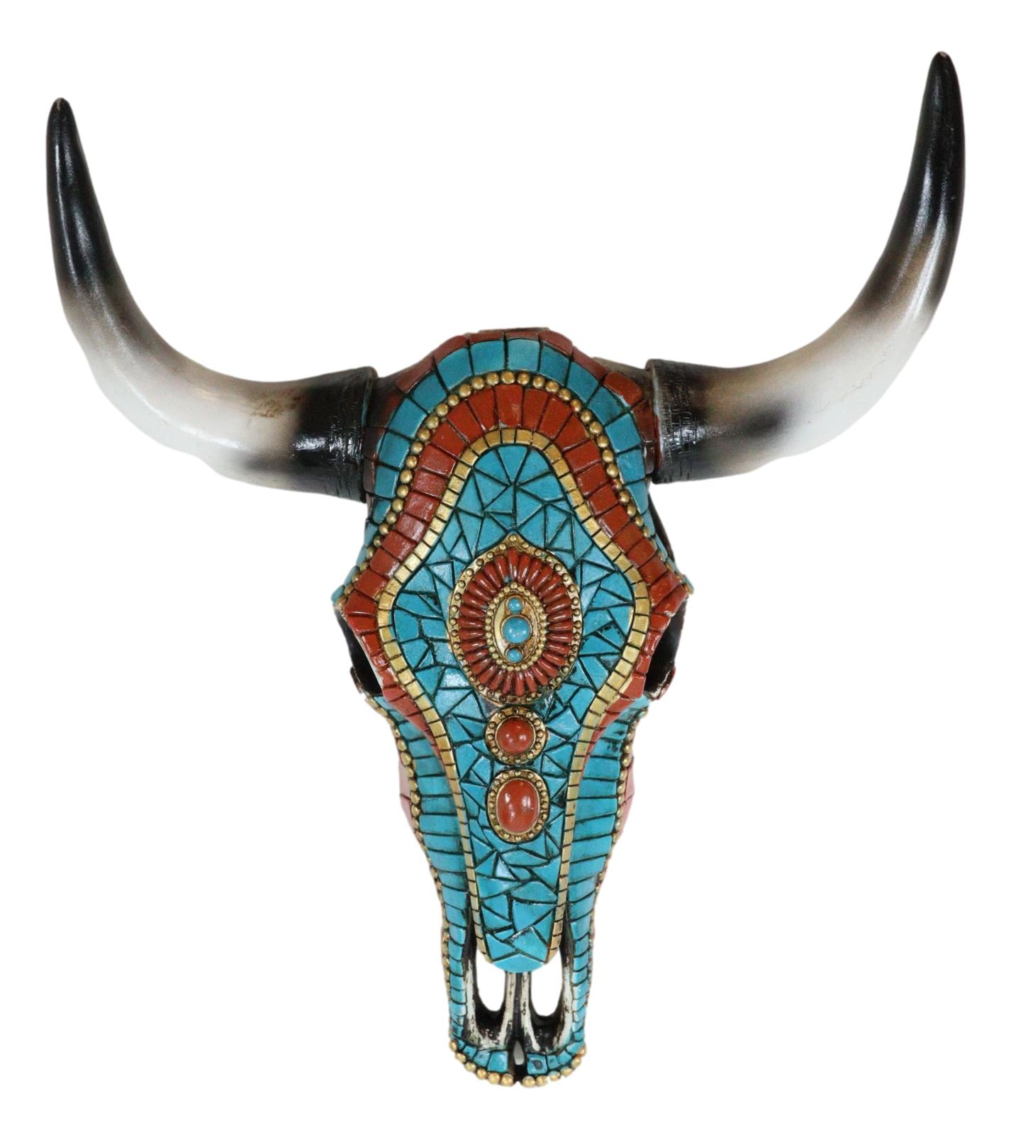 MENDEL Turquoise Buffalo Skull Pendant Necklace - Stainless Steel Chain For Men & Women