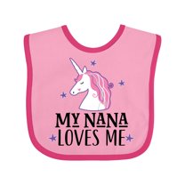 Inktastic My Nana Loves Me Unicorn Girls Baby Bib