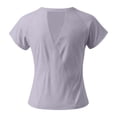thumbnail image 5 of DuoJiaJ Womens Workout Top, Slim Fit Crew Neck Short Sleeve Activewear Purple L, 5 of 5