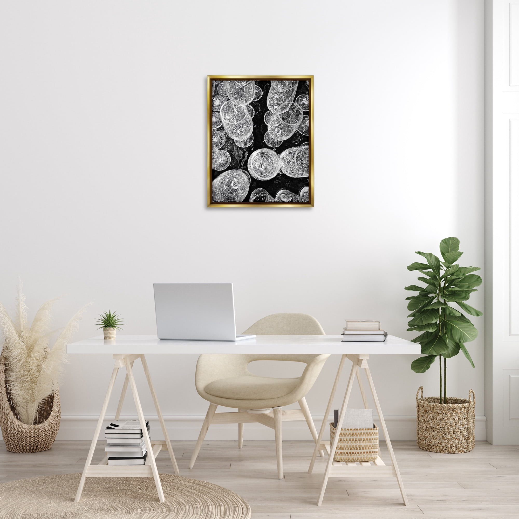 Stupell Industries Glitzy Wine Glasses Food & Beverage Photography Gold Floater Framed Canvas Art Print Wall Art, 25 x 31