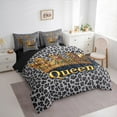 thumbnail image 3 of Manfei Queen Gold Crown Bedding Comforter Set 7 Pieces, Cheetah Leopard Print Full Bedding Set, Simple Fashion Reversible Fitted Sheet Flat Sheet, Breathable Home Decor, 3 of 7