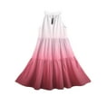 thumbnail image 5 of Abcomgle Summer Dress for Girls 10-12 Casual Halter Neck Sleeveless Midi Dress Gradient A-line Sundresses Swing Flare Dresses 11-12 Years,Watermelon Red, 5 of 7
