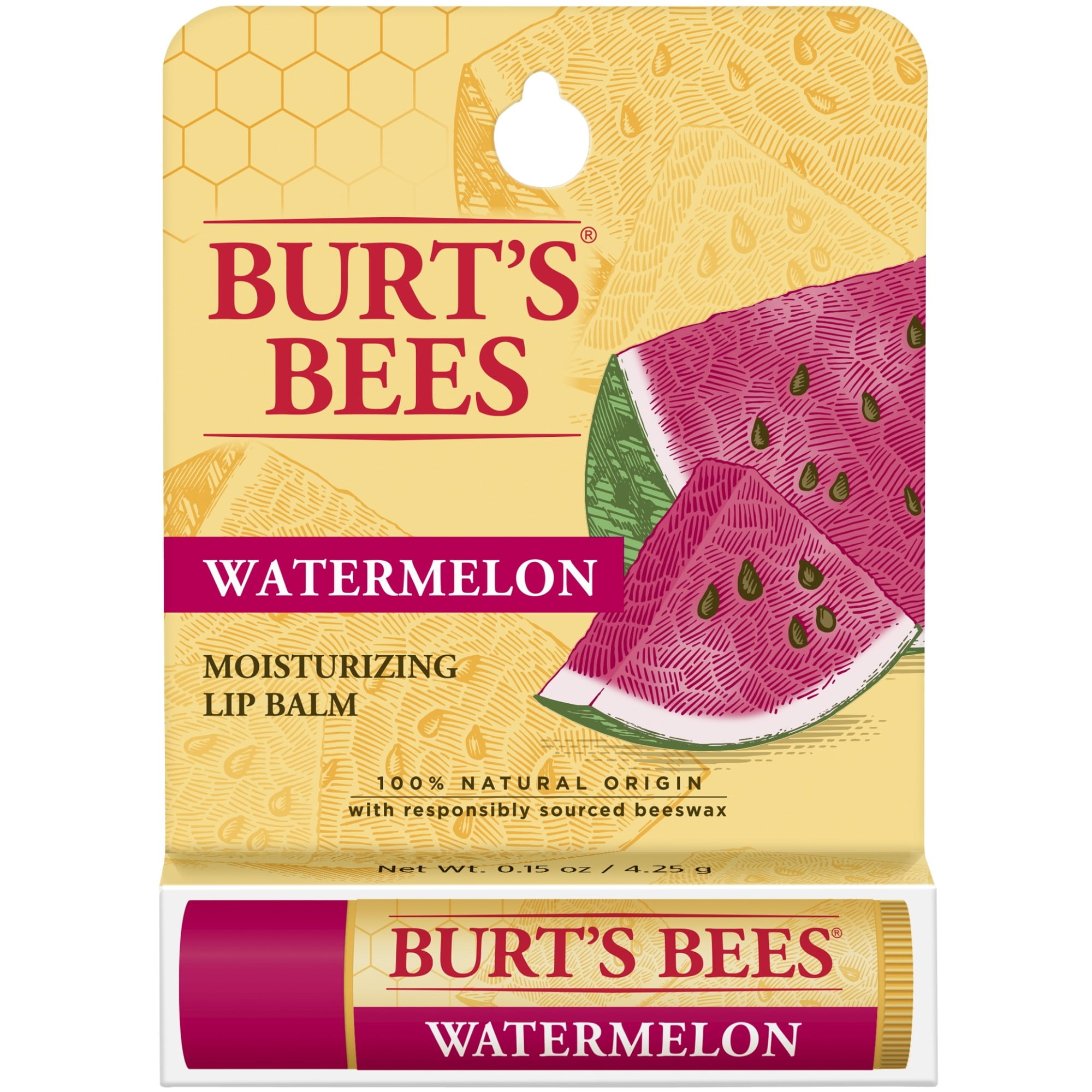 Burt's Bees 100% Natural Origin Moisturizing Lip Balm, Watermelon, 1 Tube