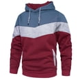 thumbnail image 4 of Sudadera con Capucha de Bloque de Color para Hombres con Bolsillos Sudadera con Capucha con cordón Puños acanalados Dobladillo Manga Larga Cómoda Sudadera con Capucha Vino Rojo XXL, 4 of 6