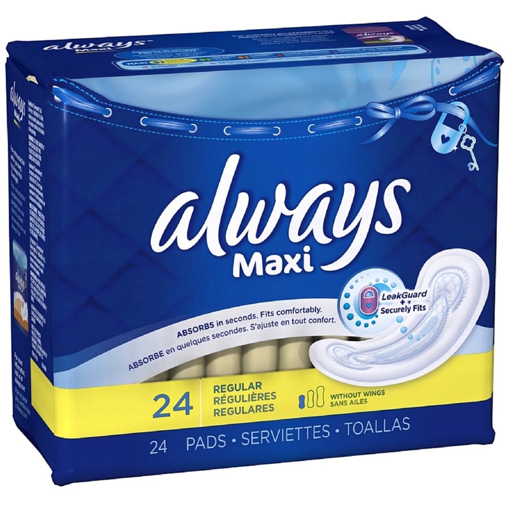 Always Maxi Regular NonWings Unscented Pads 24 ea (Pack of 3)
