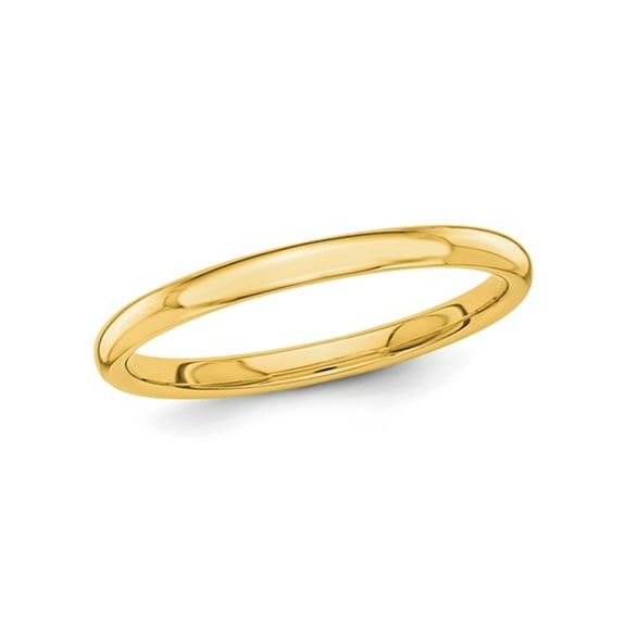 Gem & Harmony Ladies 14K Yellow Gold 2mm Stackable Wedding Band Ring for Women