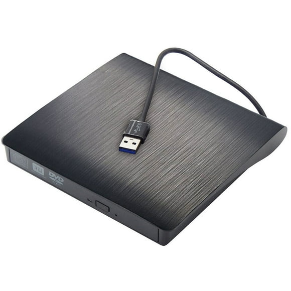 USB 3.0 DVD-ROM Computadora Unidad óptica PC Externo Slim CD ROM Lector de disco Reproductor de DVD, Negro Vogacara DZ7228-01B