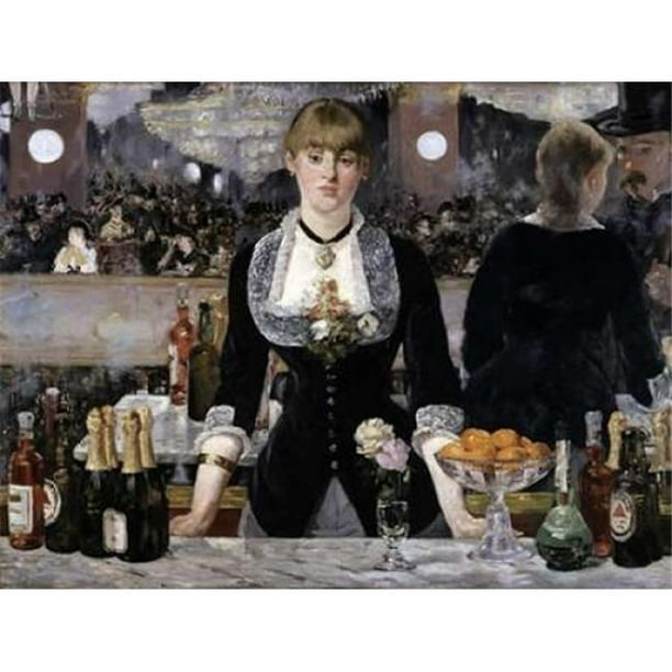 Bar à l'Affiche Folies-Bergeres Imprimé par Edouard Manet&44; 11 x 14 - Petit
