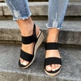 thumbnail image 2 of 1 Pair Slip-on Elastic Ankle Strap Women Sandals Braided Linen Rope Womens Open Toe Platform Sandals Footwear, 2 of 8