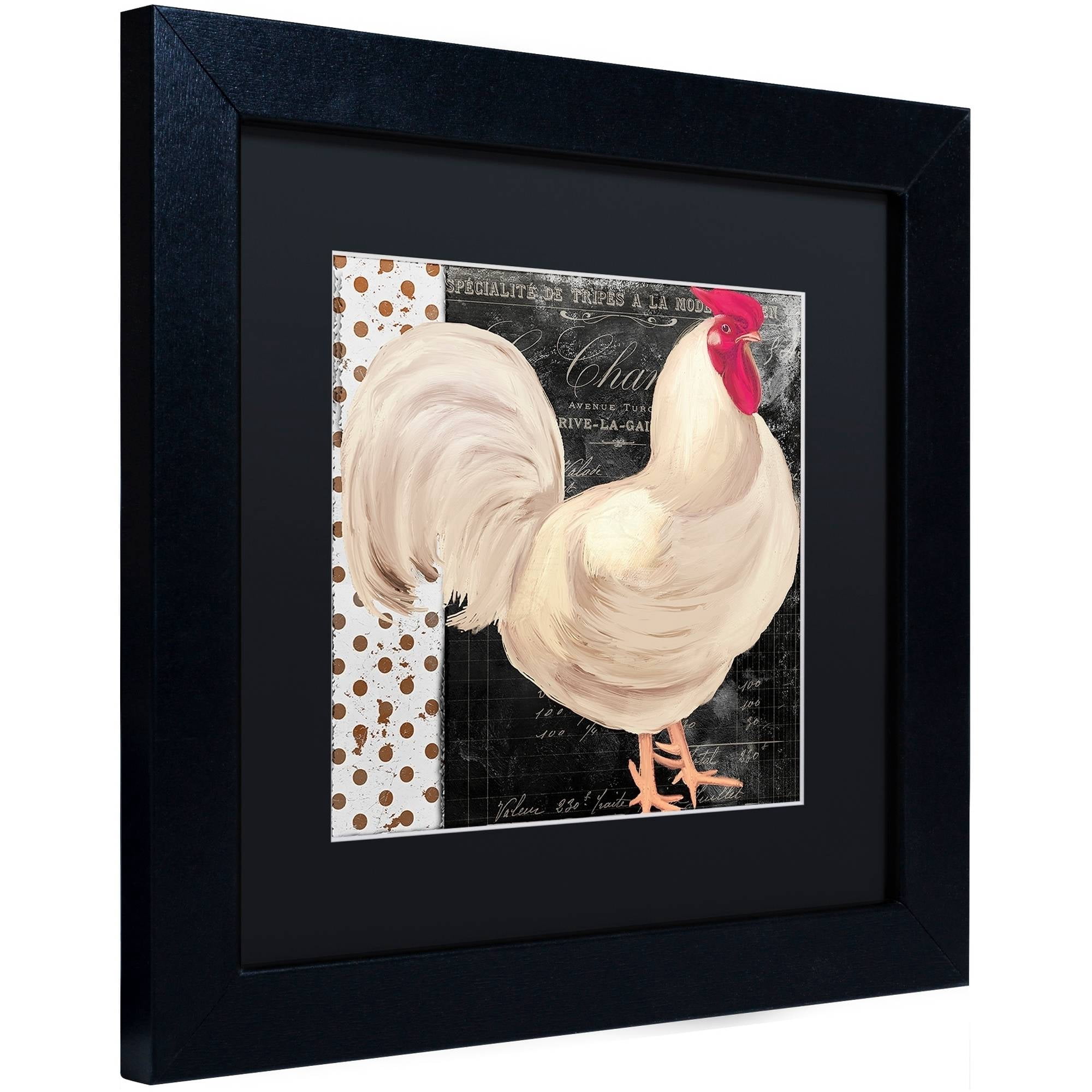 Trademark Fine Art "White Rooster Caf? I" Canvas Art by Color Bakery Black Matte, Black Frame