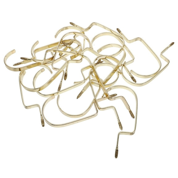 HEMOTON 20pcs Heavy Duty Flat Metal Hooks for Hangers Universal Screw-in Clothes Hook Attachments for Shirts Pants Scarf Hangers Golden