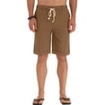 thumbnail image 3 of YVH Men's Linen Casual Classic Fit Short Drawstring Summer Beach Shorts Dark Khaki L, 3 of 6