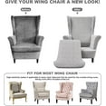 thumbnail image 4 of TOPCHANCES Wingback Chair Slipcovers, Stretch Jacquard Wing Chair Cover with Cushion Cover, Armchair Protector for Living Room Bedroom (Light Gray), 4 of 10