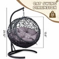 thumbnail image 3 of Cat Swing Bed with Stand & Cushion, Cat Egg Chair with Rattan Wicker Appearance, Indoor Hanging Swinging Cat Bed for Cats, Small Dogs, and Small Animals.Gray., 3 of 3