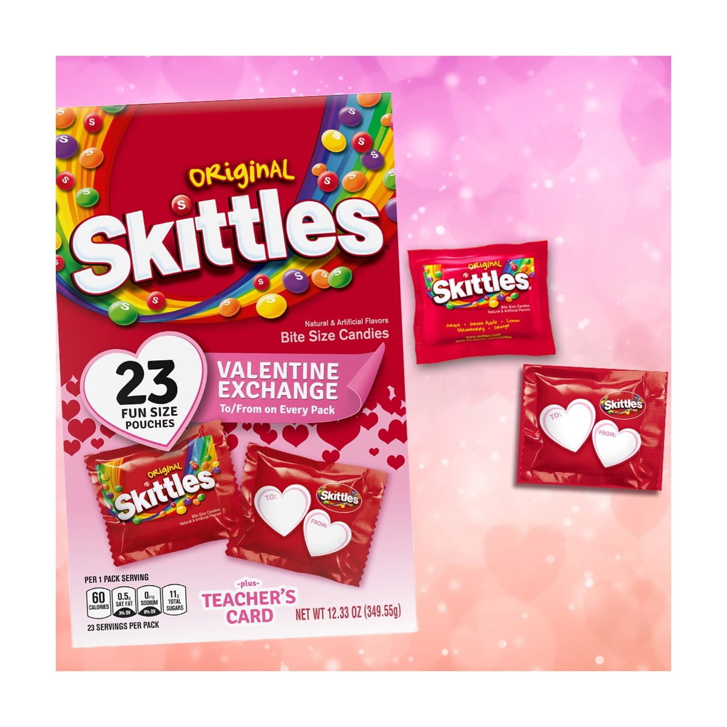 (2 pack) Skittles Original Fun Size Valentine's Day Exchange Chewy Candy - 23 Ct Box