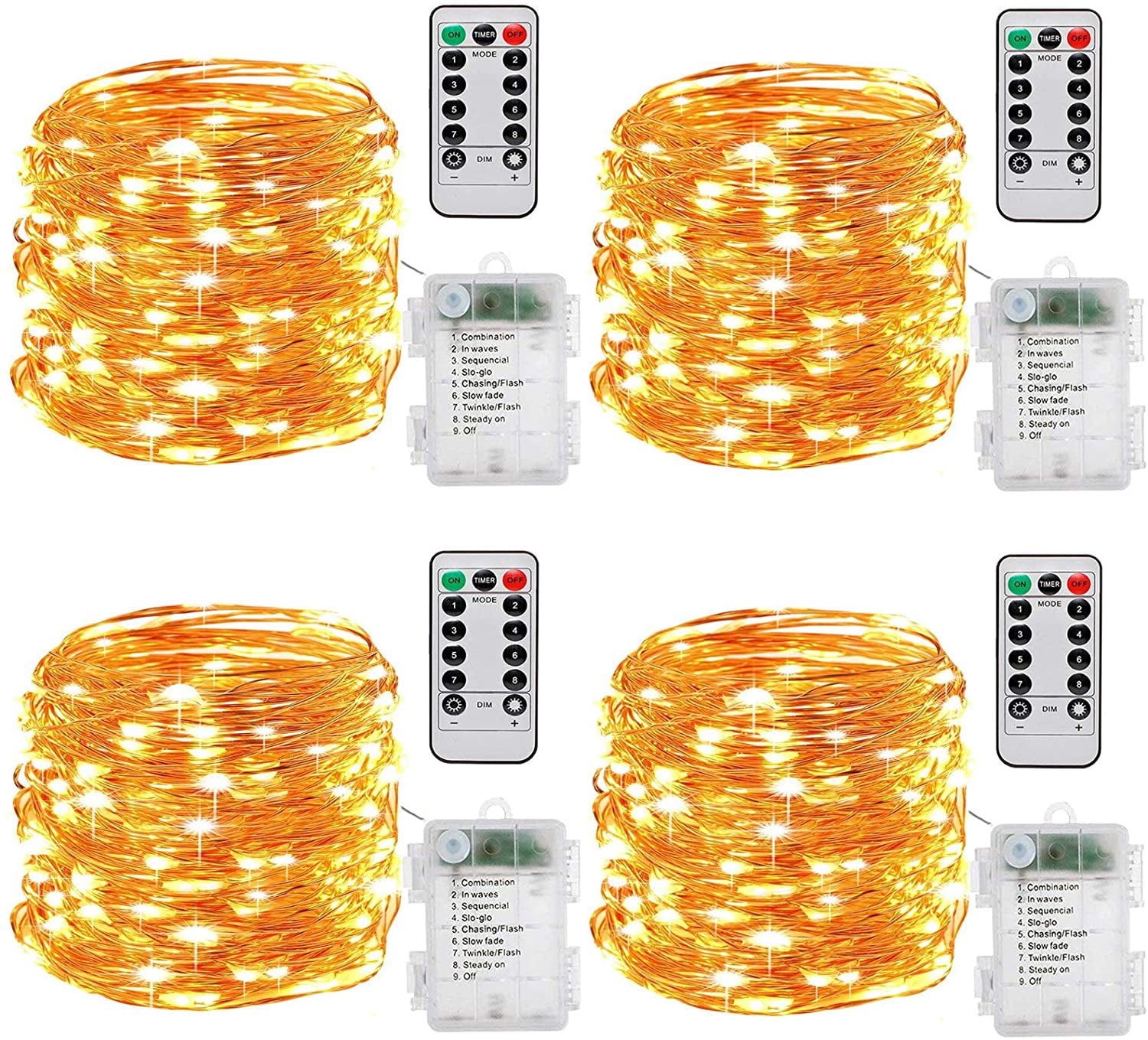 Battery-Operated Light String, Copper Wire with Waterproof Battery Box  Modes for Interior and Exterior Decoration - Walmart.com