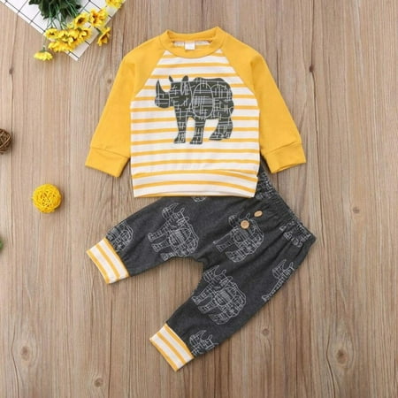 

Leonard New Baby Boys 2 Pieces Rhino Fall Clothing Set T-Shirt Pants Outfits