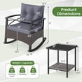 thumbnail image 3 of Costway 3 PCS Rattan Rocking Chair Set with Acacia Wood Tabletop Armrests for Porch Balcony Mix Brown + Gray, 3 of 11