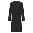thumbnail image 5 of Sokhug Womens Button Down Midi Dress Long Sleeve Crew Neck Flared A Line Casual Dresses with Pockets, 5 of 7