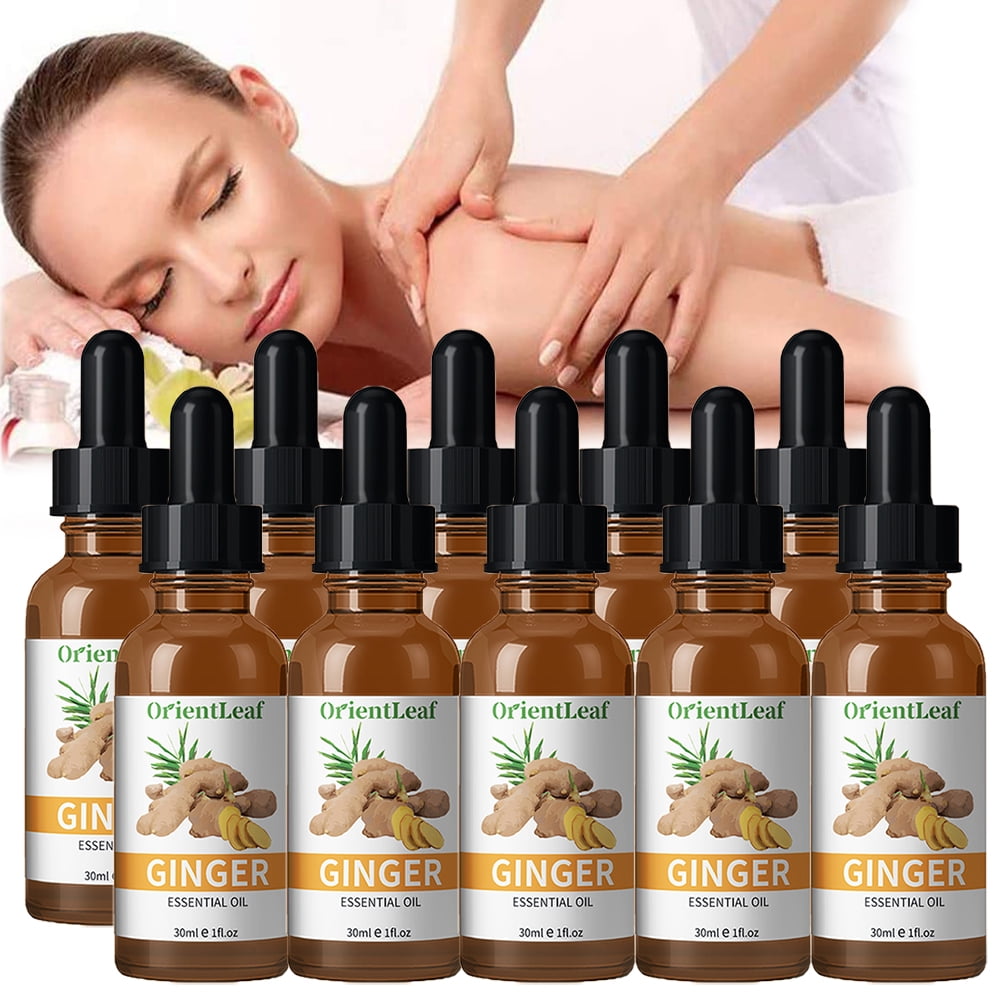 OrientLeaf 10 Pcs Ginger Massage Oil, Ginger Oil Lymphatic Drainage