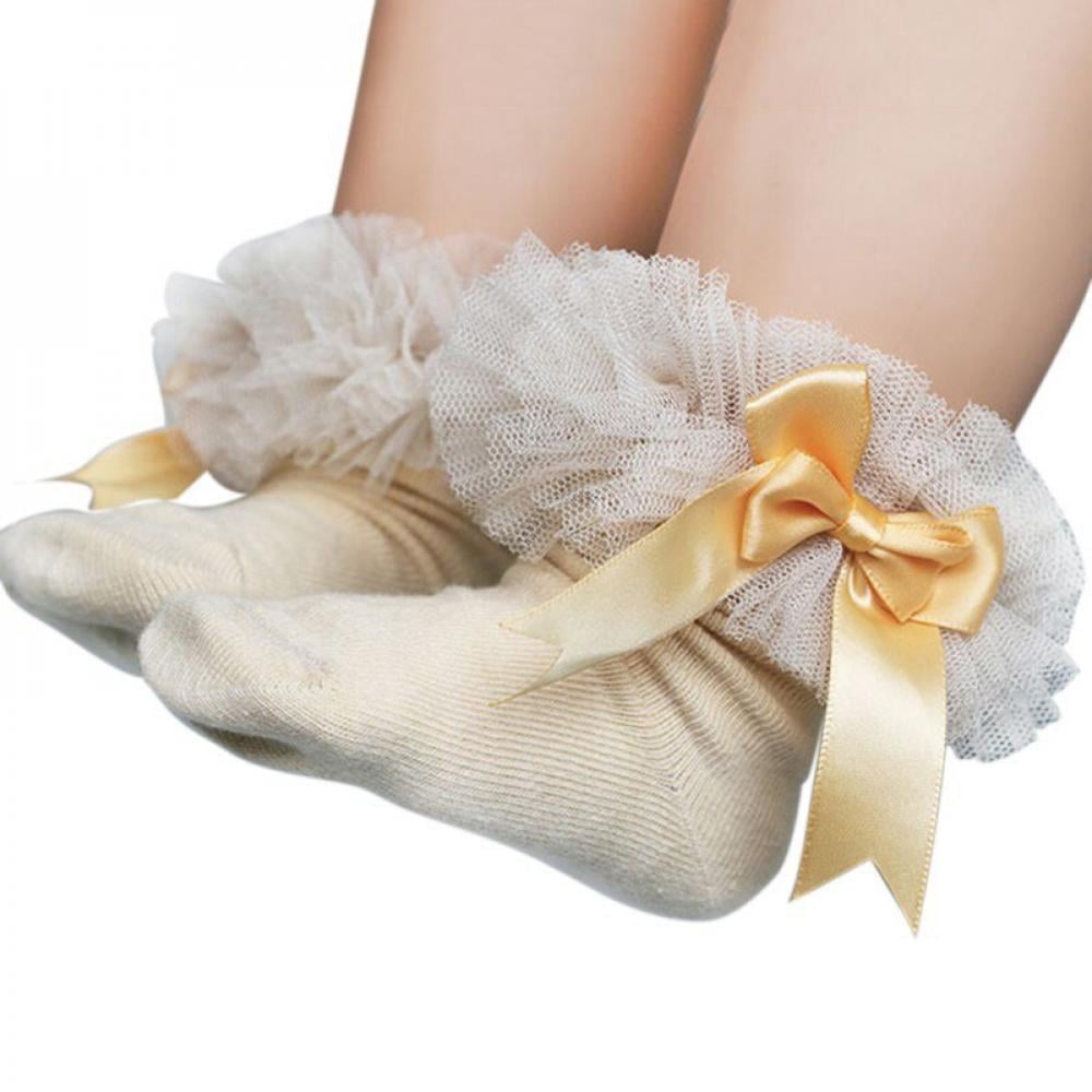 US Baby Toddler Girls Princess Tutu Socks Ankle Ruffle Lace Cotton Short Socks 